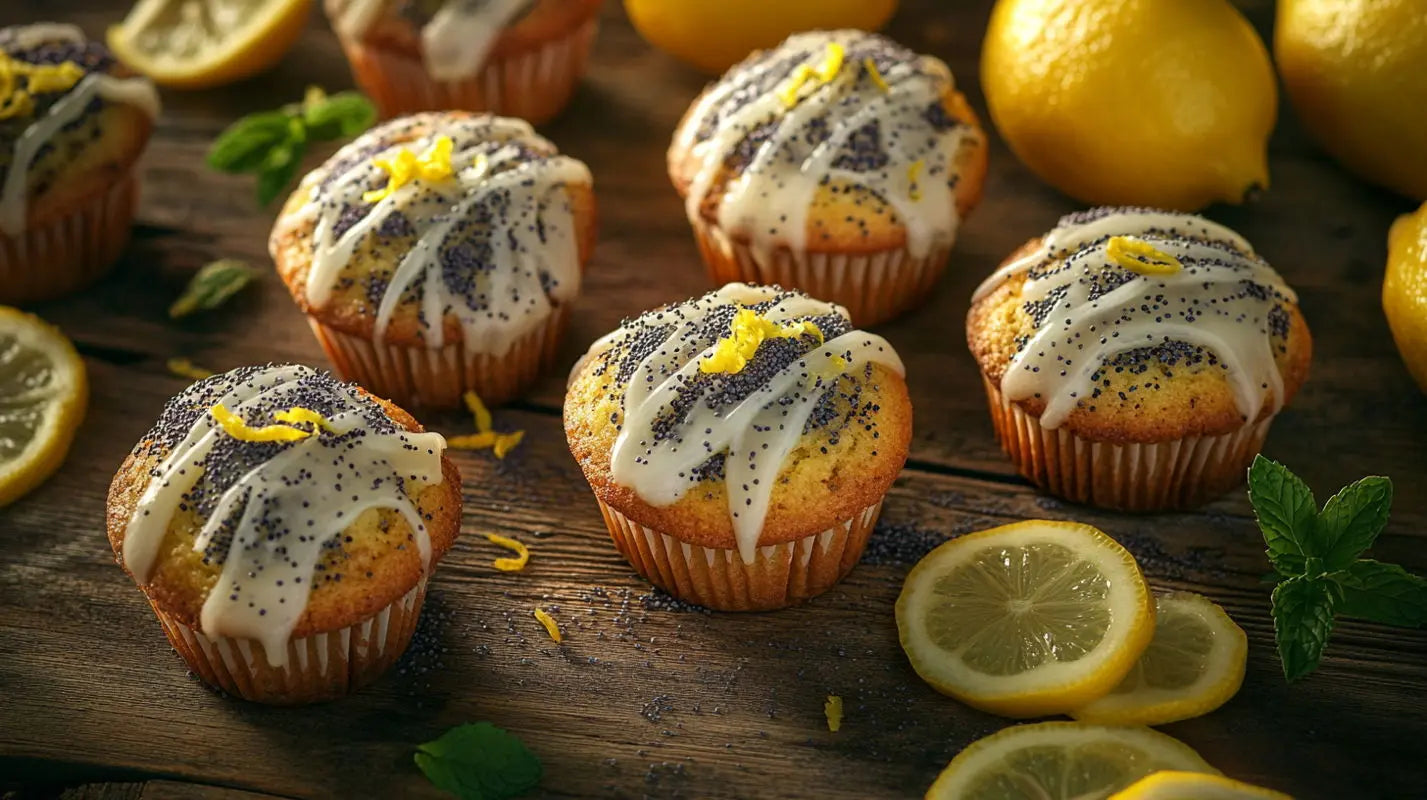 7_lemon_poppyseed_muffins_on_wooden_tray